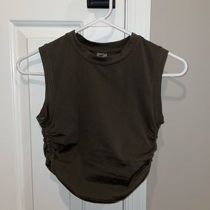 Brown Rutched Athleisure Top
